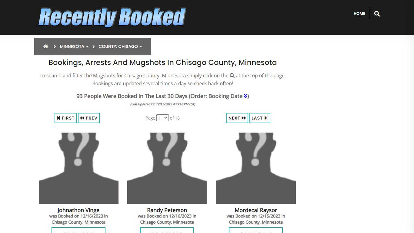 Bookings, Arrests and Mugshots in Chisago County, Minnesota